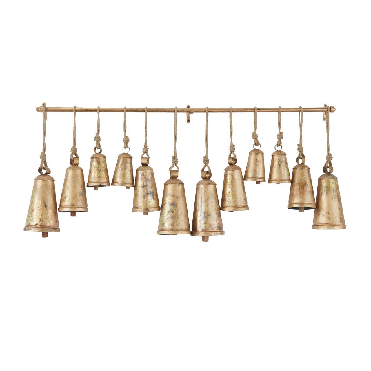 Brass Metal Bohemian Decorative Cow Bell, 48" x 5" x 28"